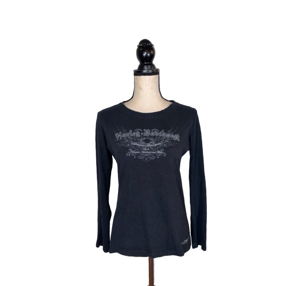 Harley-Davidson Black Studded Laced Up Back Shirt    Size: M